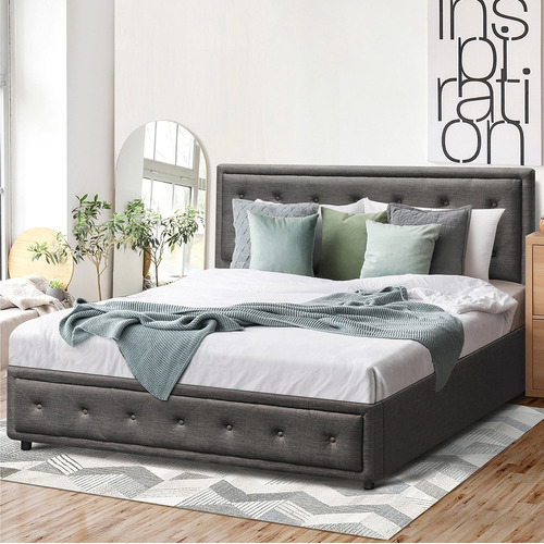 Audrey upholstered bed grey discount